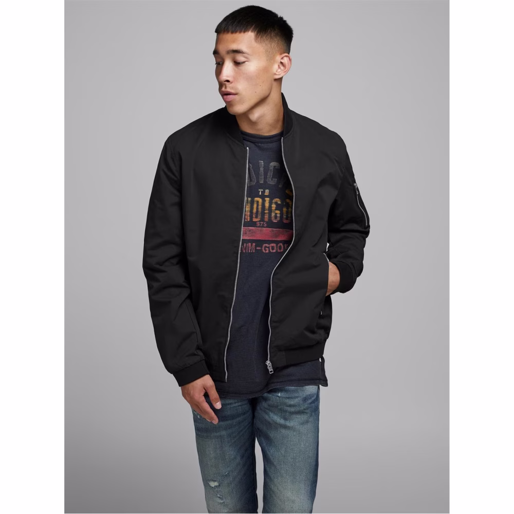 Jack and Jones Men's Rush Water-Resistant Long Sleeve Bomber Jacket