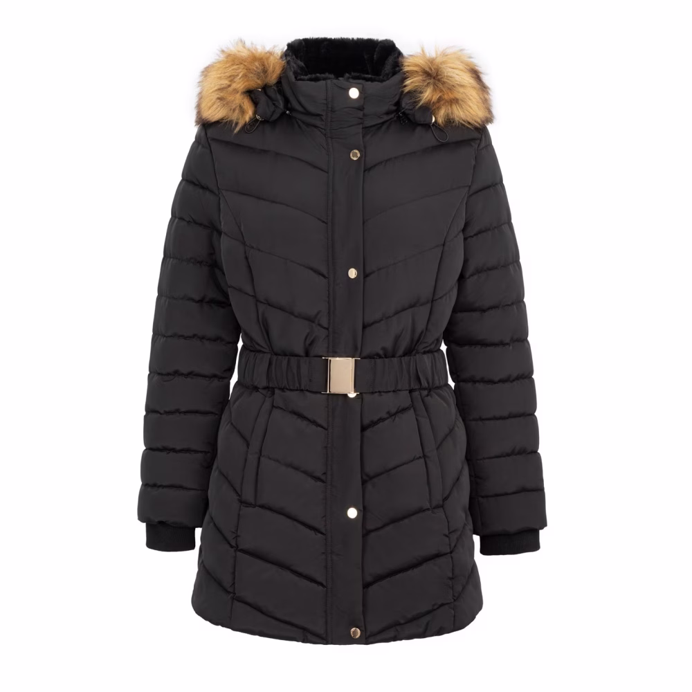 Womens Waterproof Long Sleeve Mid-Length Puffer Jacket