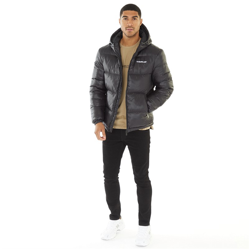 Closure London-Mens Racer Puffer Jacket Black