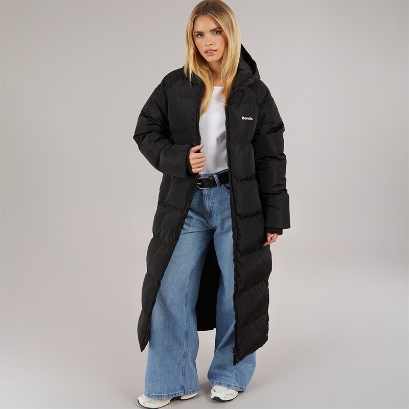 Bench Womens Ryelle Maxi Length Puffer Coat Black