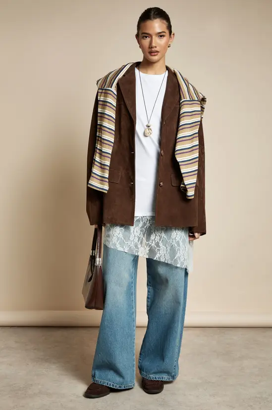 High Waist Panel Insert Super Wide Leg Jeans
