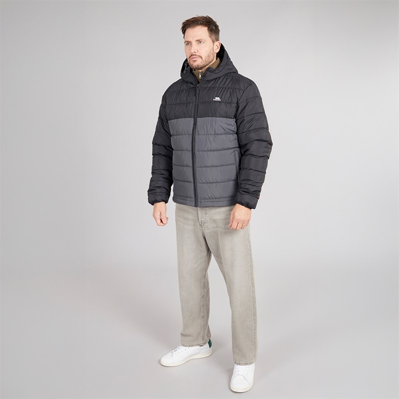 Mens Oskar Padded Hooded Jacket Black/Grey