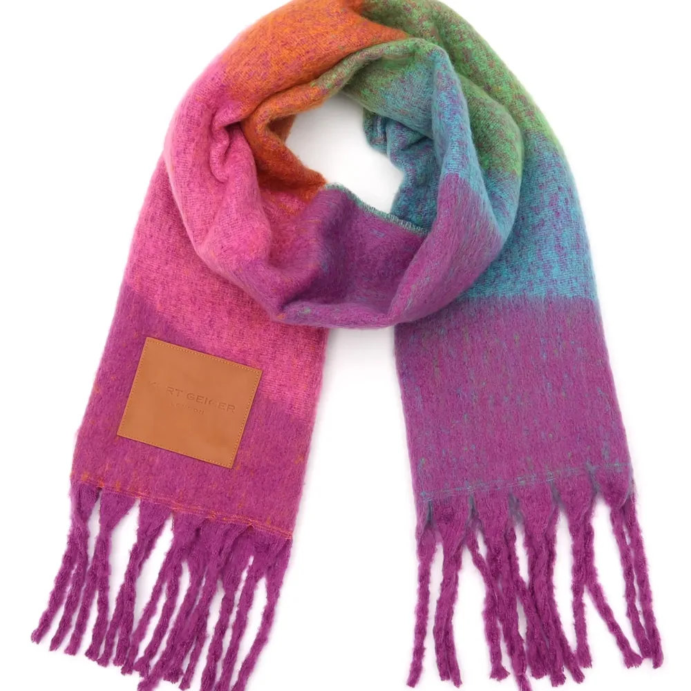 Kurt Geiger London-Neon Wave Yarn Dye Fringe Scarf