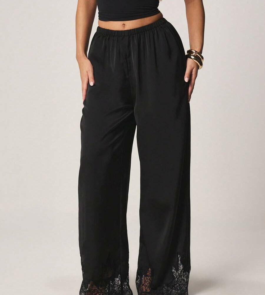 MISSGUIDED Wide Leg Palazzo Trousers With Lace Trim