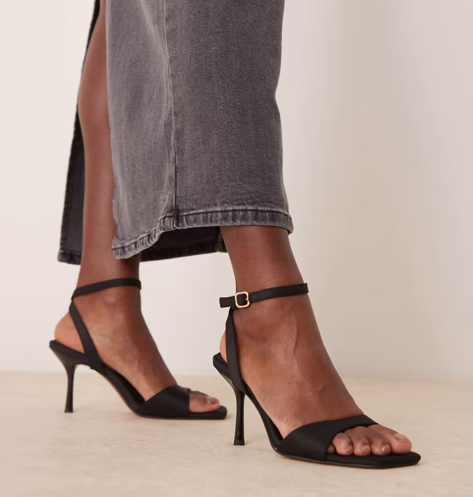 ASOS DESIGN Wide Fit Hollow barely there heeled sandals in black
