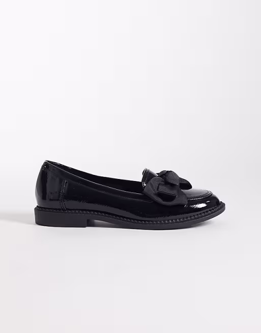ASOS DESIGN Memphis bow detail flat shoes in black