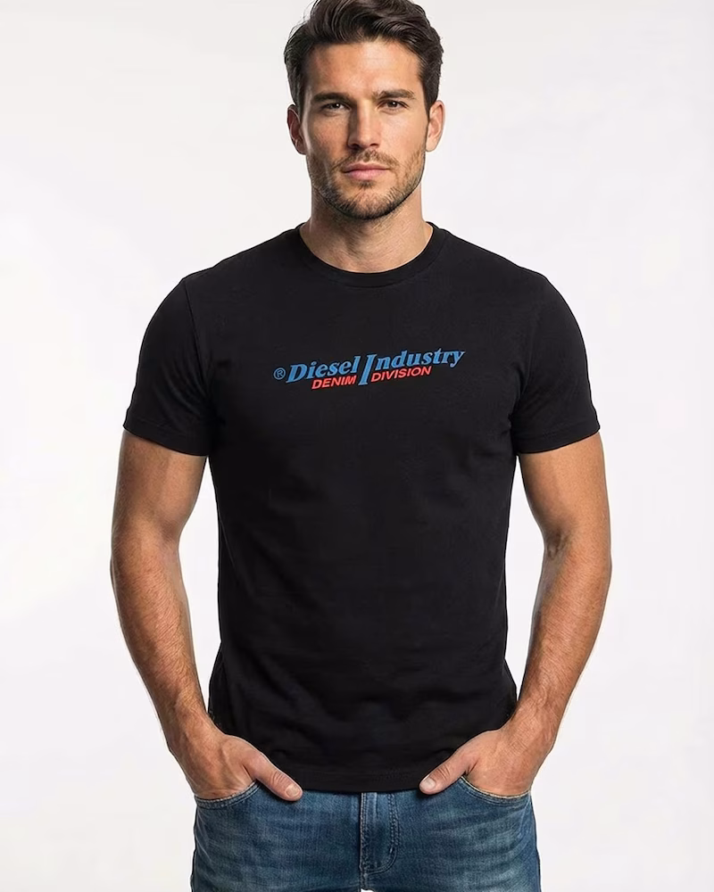 DIESEL Shirt 'T-Diegor New Industries' in Black