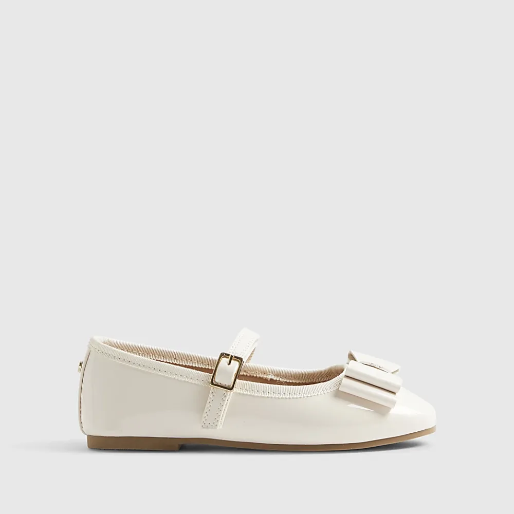 River Island - Girls Cream Bow Ballet Shoes