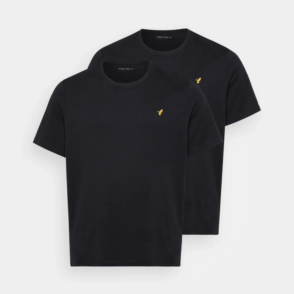 Pier One 2 PACK - Basic T-shirt - black