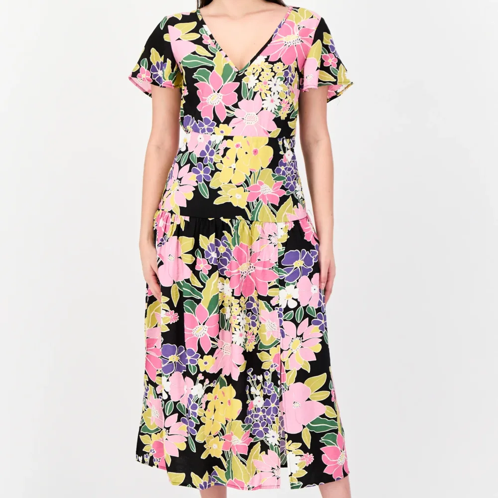 Vila Women Floral Print Midi Dress, Multicolor