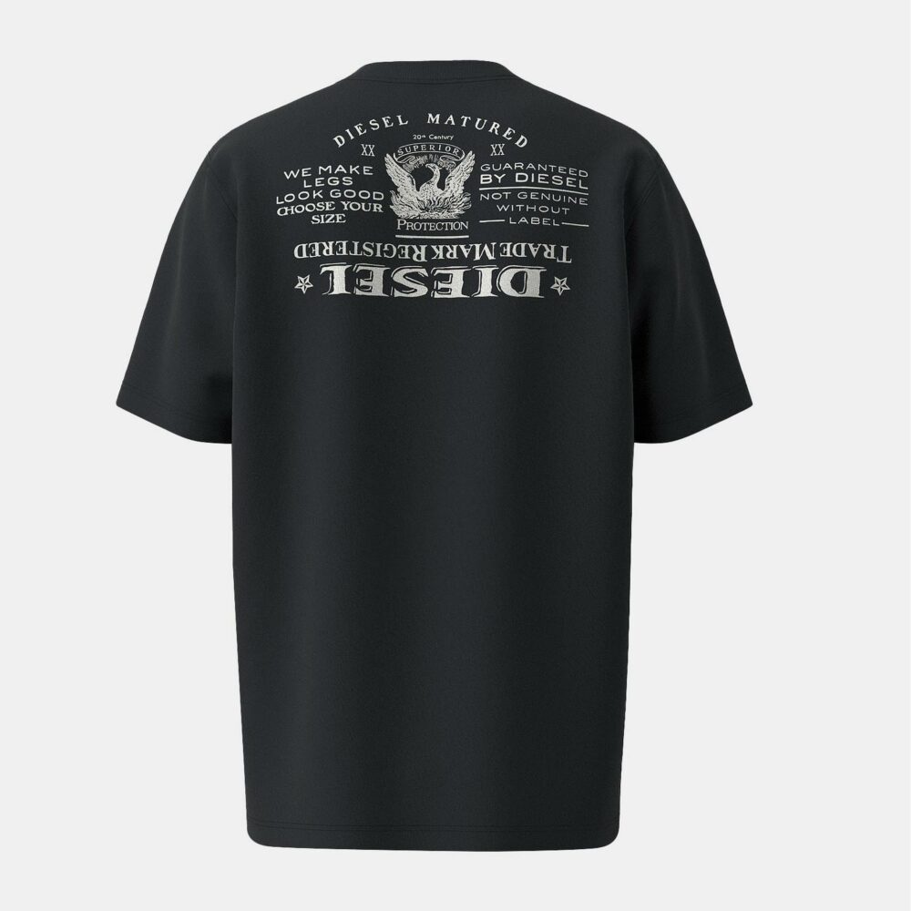 Diesel Men's Upside Down Back Print Regular Fit T-Shirt