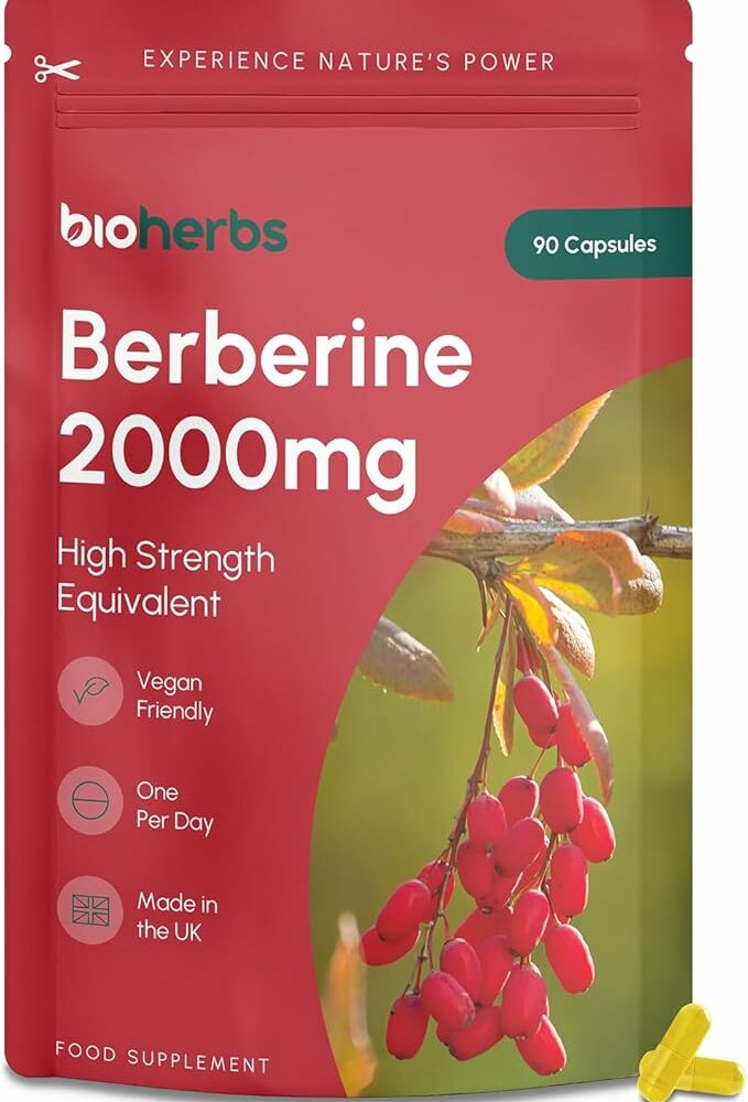 Berberine HCL Supplement High Strength - 2000mg 99% HCL by BioHerbs | 90 One-Per-Day Capsules (3-Month Supply)