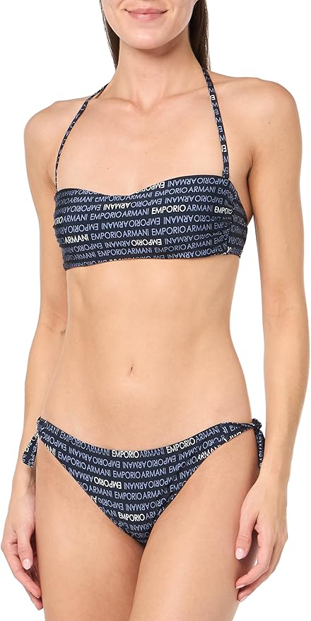 Emporio Armani Band & Bow Brazilian Logomania Women's Bikini Set