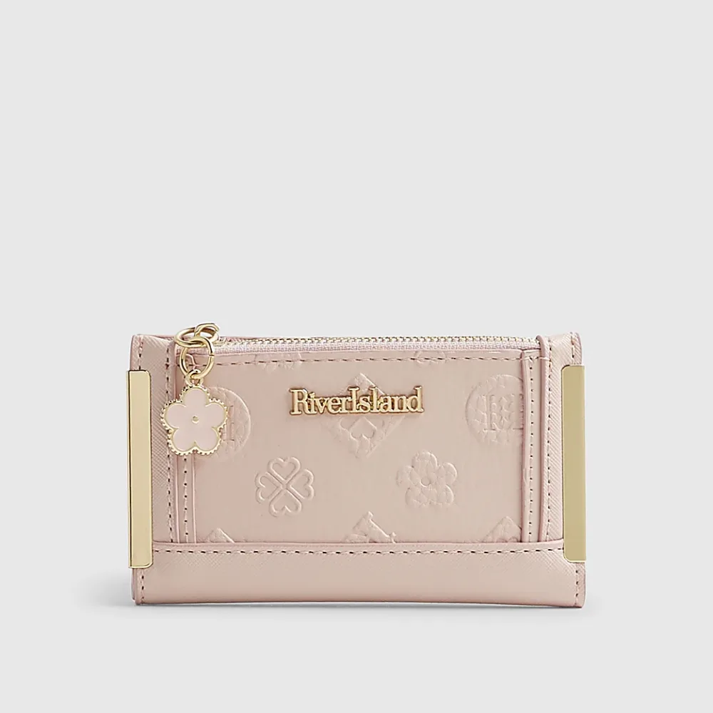 River Island - Pink Monogram Metal Corner Purse