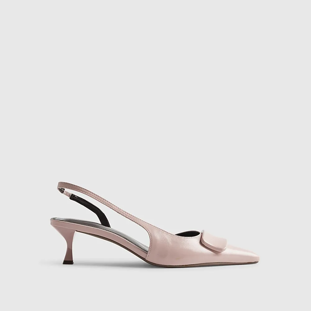 River Island-Pink Pointed Sling Back Court Heels