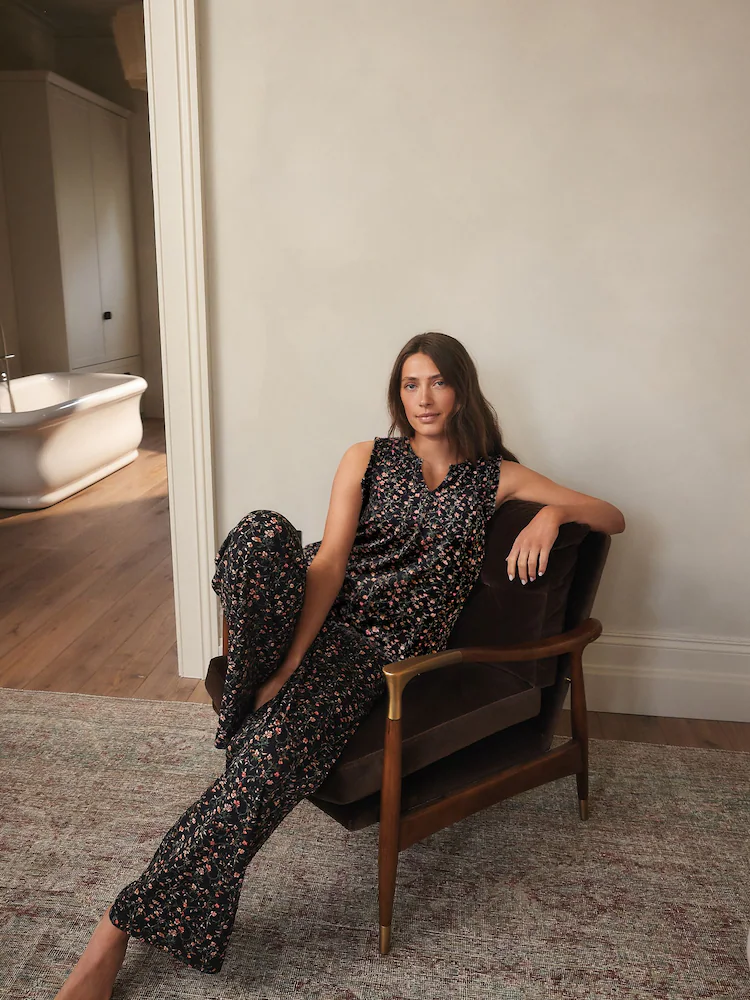 Black Ditsy Vest Pyjamas