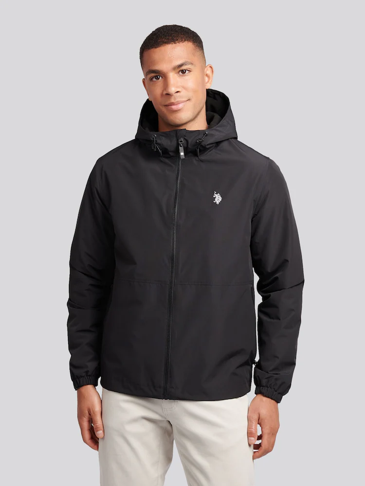 U.S. Polo Assn. Black Mens Fleece Lined Windbreaker Jacket
