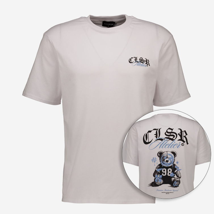 Closure London - White Graphic Bear T Shirt