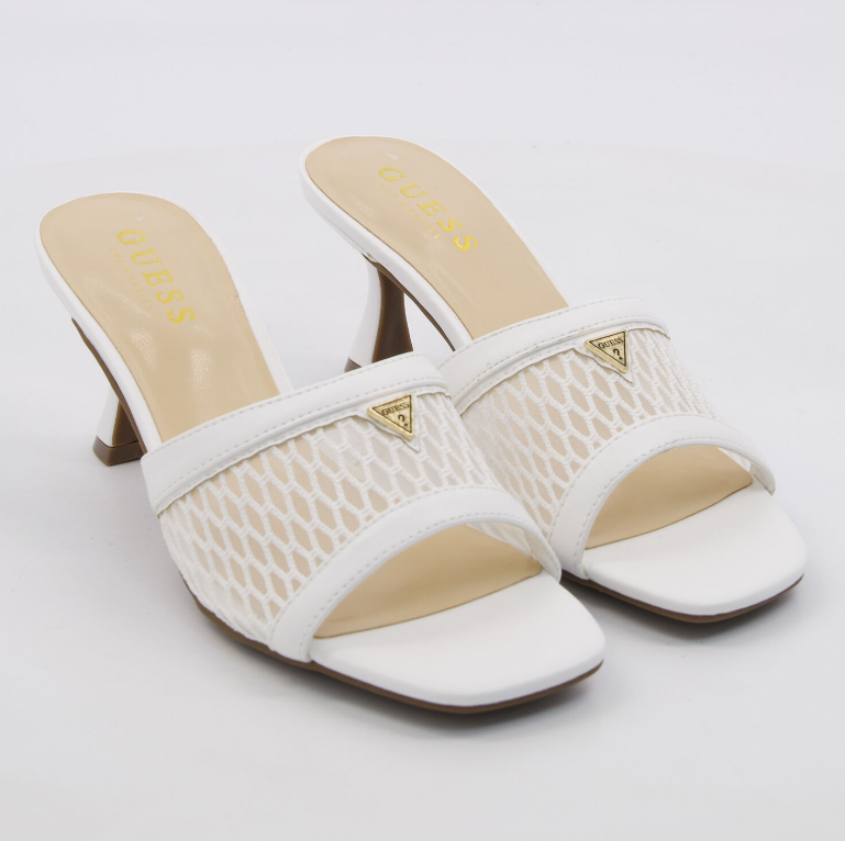 Guess  White Crochet Heeled Sandals