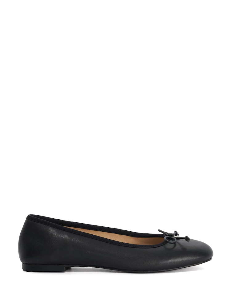 Dune London Black Leather Helenne Ballet Pumps
