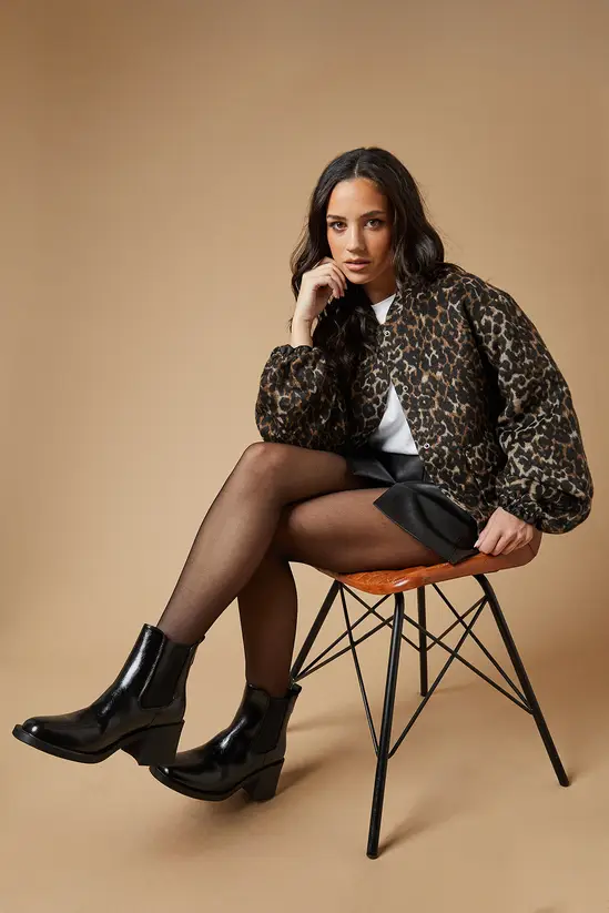 Oasis Eva High Shine Chunky Heel Chelsea Ankle Boot