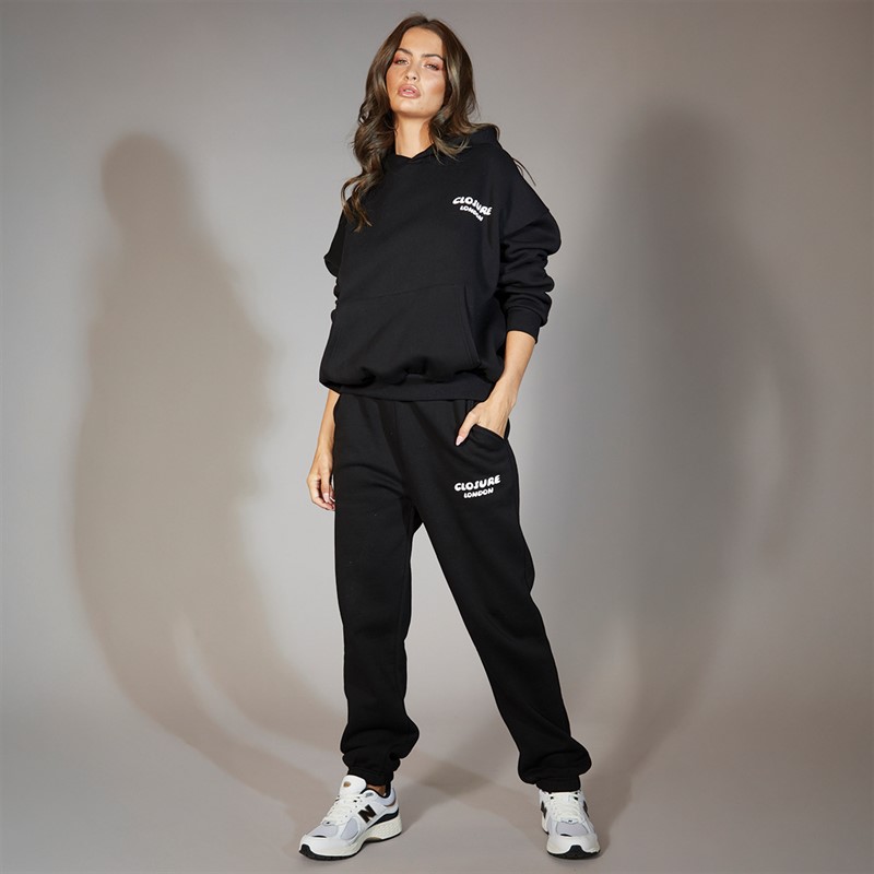 Closure London Womens Bubble Back Print Tracksuit Black/​Off White