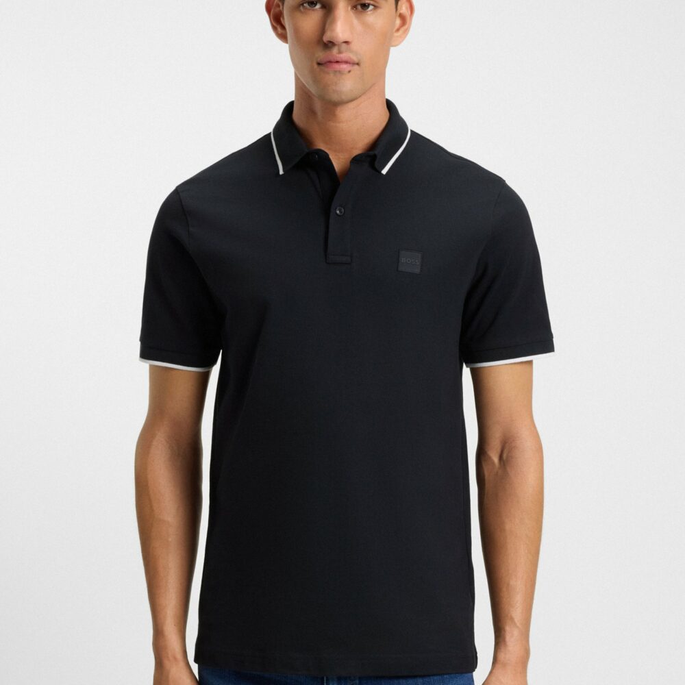 BOSS - Logo-patch slim-fit polo shirt in stretch cotton