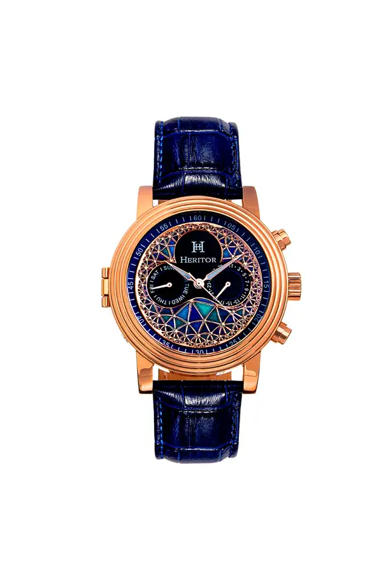 Heritor Automatic Legacy Leather-Band Watch with Day & Date