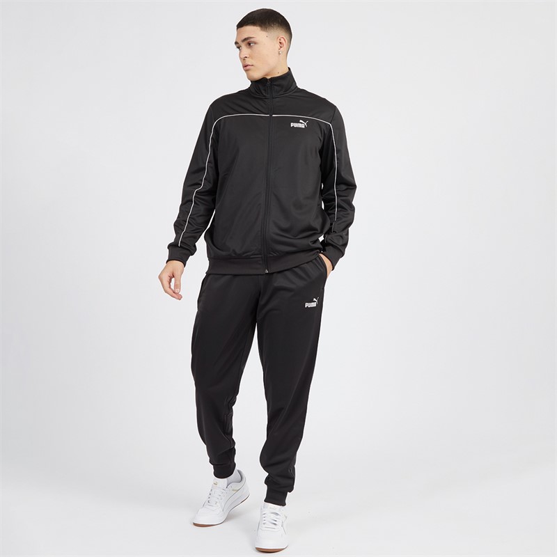 Puma Mens Piping Poly Tracksuit Black