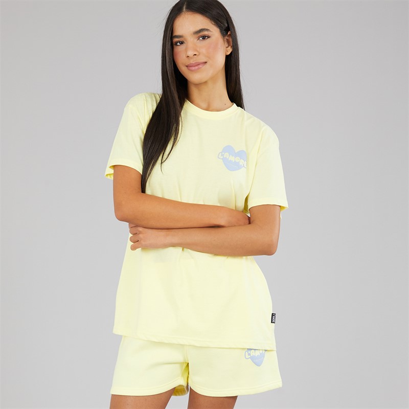 L'amore Couture Womens Malveiras T-Shirt And Shorts Set Yellow