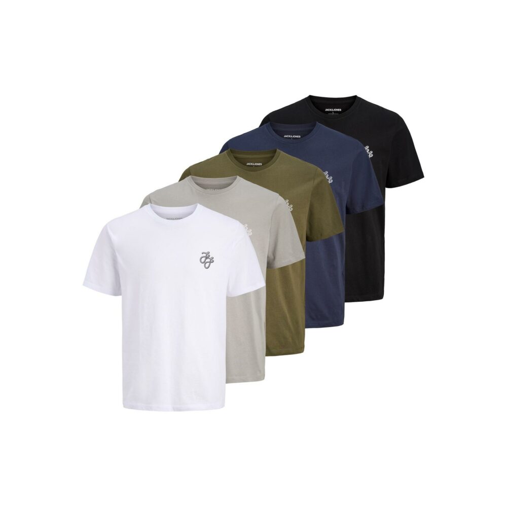 Jack and Jones 5-Pack Short Sleeve T-Shirt Mens