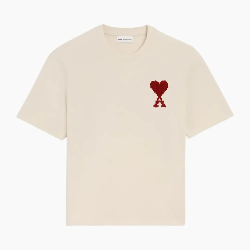 AMI Paris Ami paris heart zigzag t-shirt beige