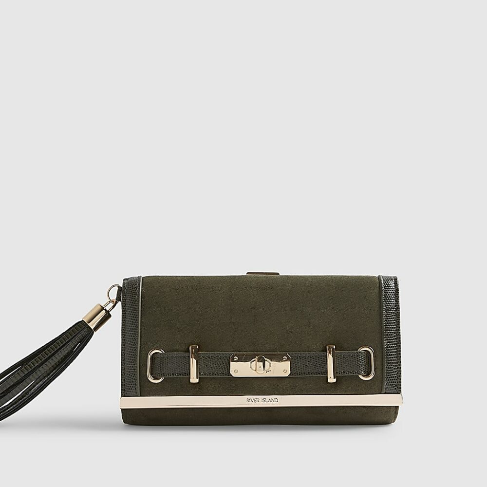 River Island - Green Front Lock Tassel Purse