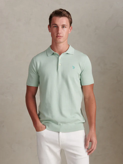 Mens Combed Cotton Polo Shirt Aqua Foam