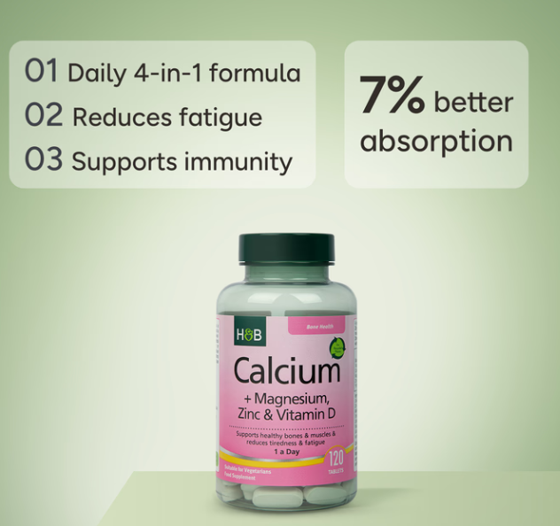 Holland & Barrett Calcium Magnesium Vitamin D & Zinc 120 Tablets