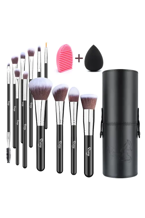 Living and Home 12 Pcs Professional Makeup Brush Set with Makeup Sponge and Brush Egg