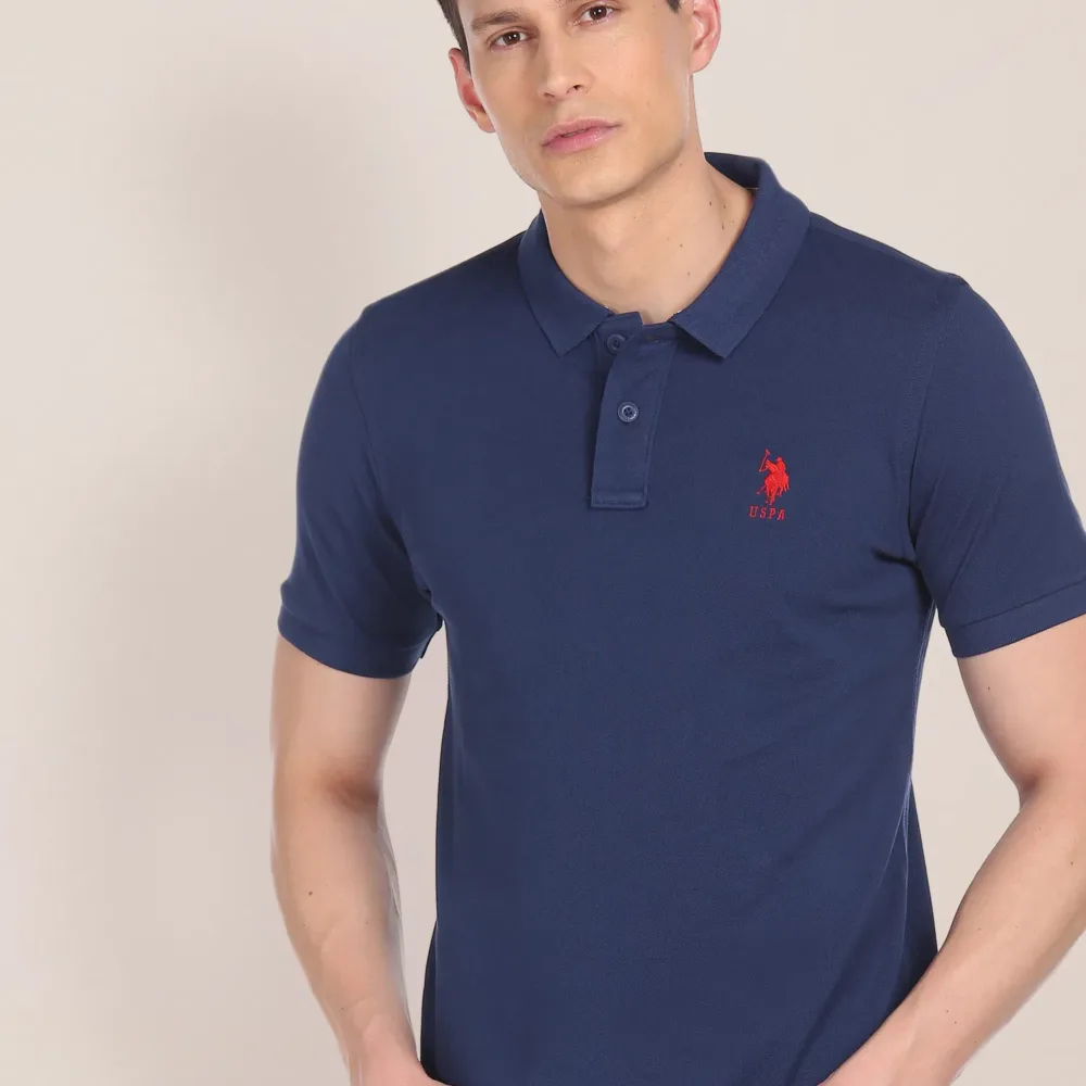 U.S. Polo Assn. Ribbed Collar Solid Polo Shirt