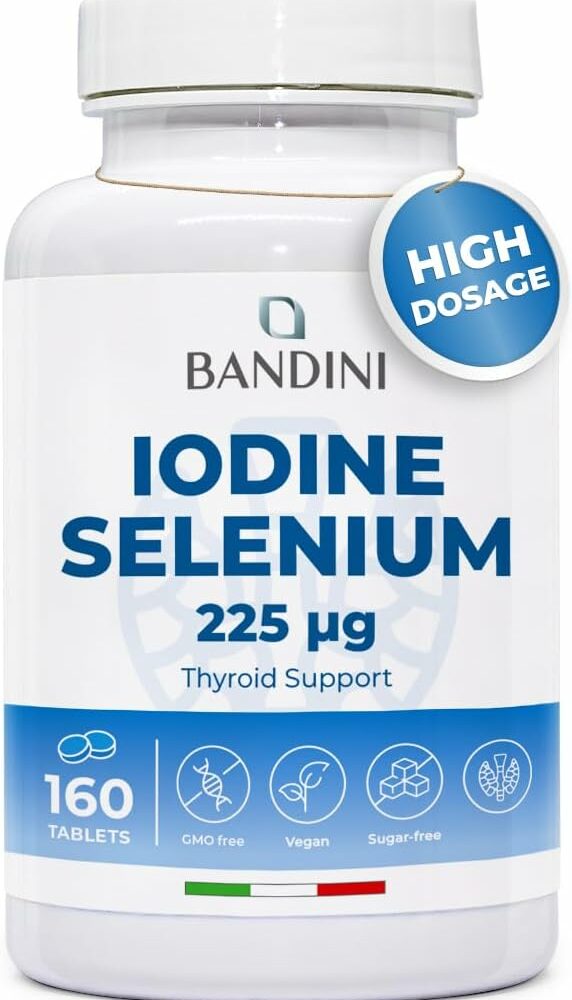 Bandini® Iodine 225 mcg + Selenium 100 mcg - 160 Tablets - High Absorption and Dosage