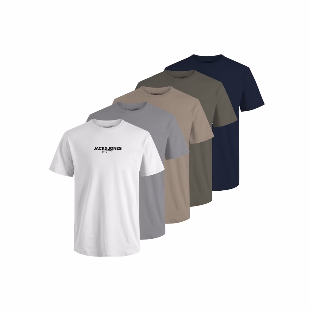 Jack and Jones 5-Pack Short Sleeve T-Shirt Mens