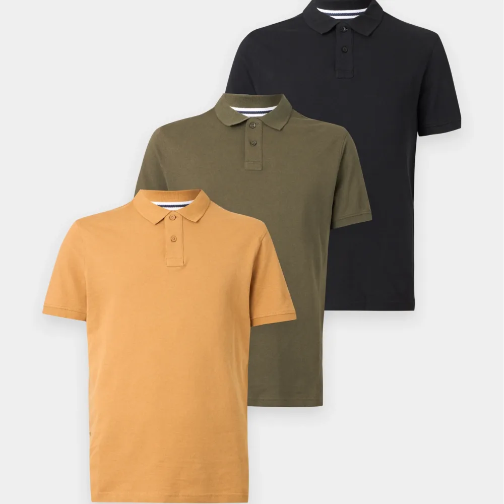 Pier One 3 PACK - Polo shirt - camel/khaki/black