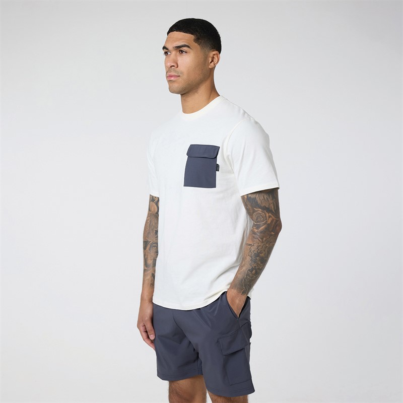 Closure London Mens Contrast Pocket T-Shirt And Shorts Set Off White/​Charcoal