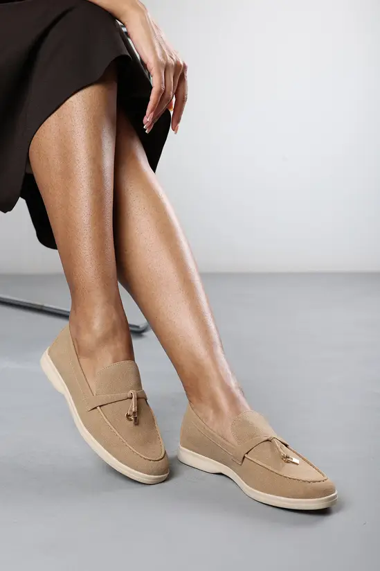 Where's That From 'Charming' Slip On Suede Loafers Metal Trim Tassel
