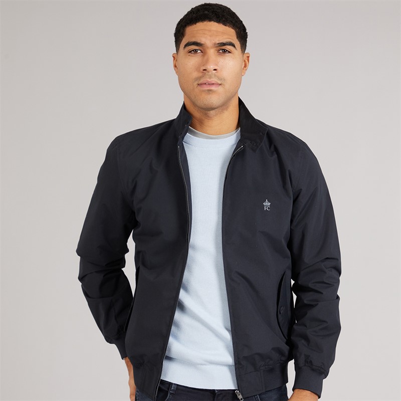 French Connection Mens Harrington Jacket Marine/​Gunmetal